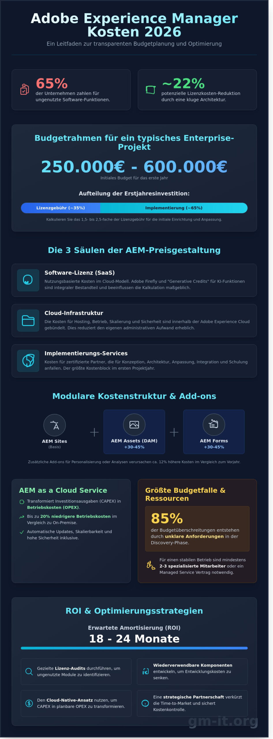 Adobe Experience Manager Kosten 2026: Transparenz und Optimierung für Enterprise-Budgets - Infographic